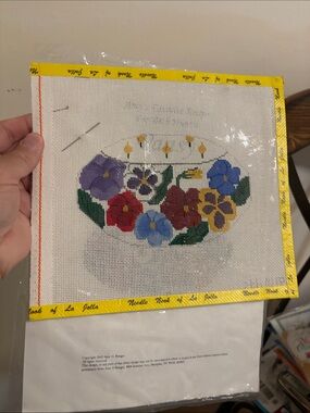 Pansy September Candle Needle Point canvas